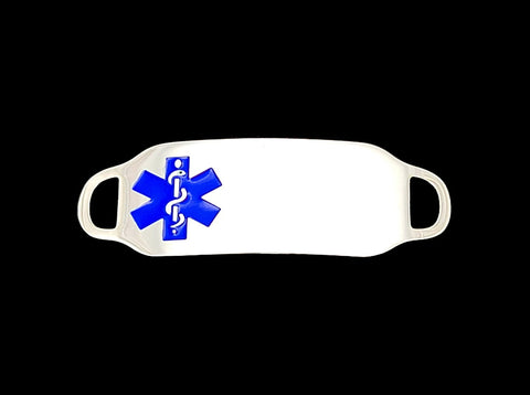 Engraved Stainless Steel Medium Rectangle Medical Bracelet ID Tag - Blue