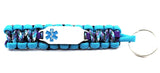 Medical ID 550 Paracord Key Chain with Engraved Stainless Steel ID Tag - Ocean Blue Medium Rectangle