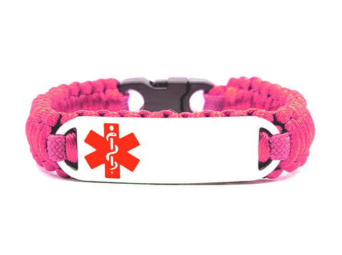 Pink Satin Cord Medical ID Bracelet for Girls & Women