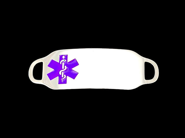 Engraved Stainless Steel Medium Rectangle Medical Bracelet ID Tag - Purple