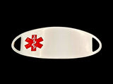 Engraved Stainless Steel Oval Medical Bracelet ID Tag - Red