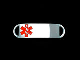 Engraved Stainless Steel Small Rectangle Medical Bracelet ID Tag - Red